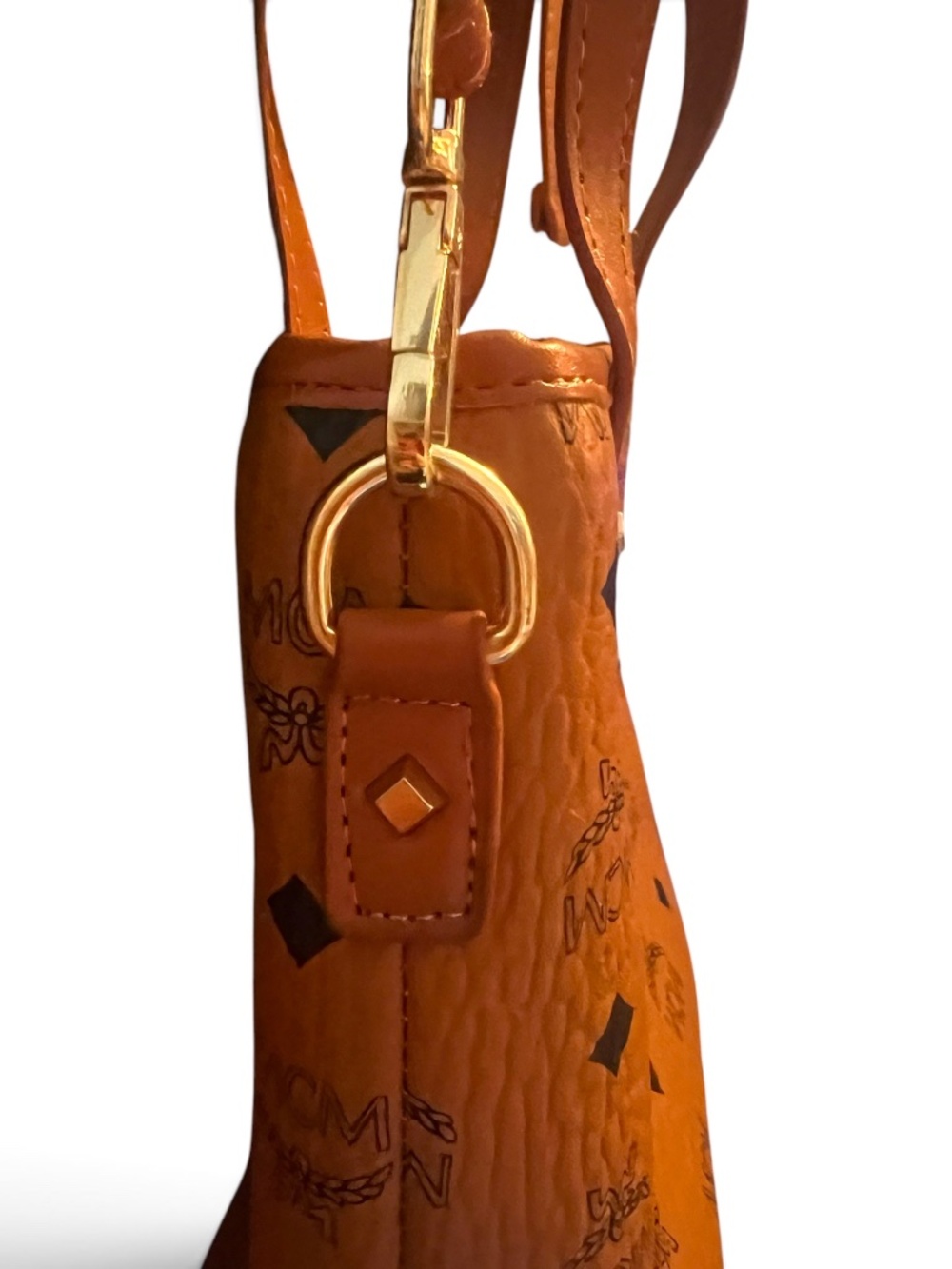 MCM Anya Cognac Visetos Mini Tote Crossbody Bag - Picture 10 of 16